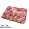 thumbnail image 5 of Abstract Floor Pillow Lounger Cover, Diamond Shaped Mosaic Crossed Geometric Forms in Watercolor Picture, Nap Mat Printed Fabric Case for 5 Pillows, 88" x 27", Orange Purple Pink, by Ambesonne, 5 of 5