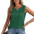 thumbnail image 2 of VBTAPA Womens Tank Tops Summer Casual Square Neck Sleeveless Tops Loose Flowy Pleated Shirt with Curved Hem Green XXL, 2 of 8