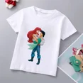 thumbnail image 3 of Camiseta de algodón con estampado de princesa sirena para niñas de la marca Disney, ropa de princesa Ariel, top de dibujos animados para niños de 1 a 9 años, regalo de cumpleaños para niños, 3 of 5
