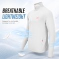 thumbnail image 5 of Rocky Men’s Quarter Zip Pullover, Lightweight Stretch Athletic 1/4 Zip Golf Sweater and Workout Sweatshirt, Long Sleeve Thermal Shirt with Zip Pocket for Men, White, Large, 5 of 8