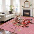 thumbnail image 2 of 8'x10' Area Rugs, Pink Truck Christmas Indoor Outdoor Area Rug for Living Room Bedroom, Xmas Balls Poinsettia Botanical Rustic Washable Bathroom Rugs Kitchen Floor Carpet Mats Home Decor Aesthetic, 2 of 8