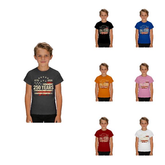 WAYUTE Boys T Shirts Crewneck 250th Anniversary USA Shirt Patriotic Graphic 4th of July Festival Kids Youth Trendy Top Summer Casual