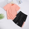 thumbnail image 3 of Tank Top Set for Girls, Solid Color Bubble Ruffle Trim Round Neck and Shorts 2-Piece Summer Casual Outfit for Kids, 3 of 5