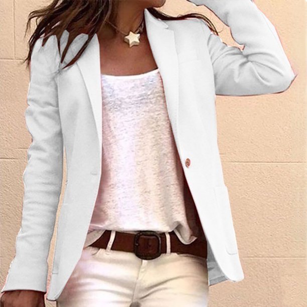 Traje pequeño de manga larga de color carameloestilo de viajeroabrigo delgado y delgado para mujer (Blanco S) Ndcxsfigh Para estrenar