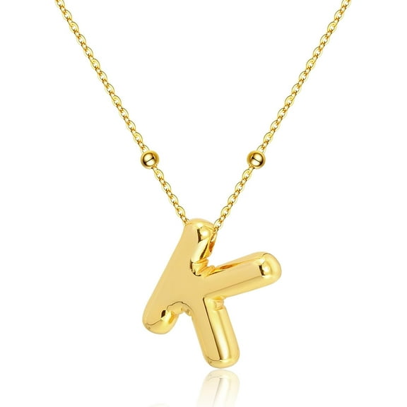 TRAHOO-Balloon Initial Necklaces for Women Bubble Letter Necklace Gold Chain Pendant Alphabet Necklaces Dainty Letter Name Jewelry