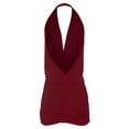 thumbnail image 3 of A2Y Women's Deep Sexy V-Neck Halter Backless Party Club Mini Dress Burgundy M, 3 of 5