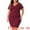 Burgundy, variant on DARING DIVA Plus Size Floral Bateau V Neck Short Sleeves Lace Dress 1X White
