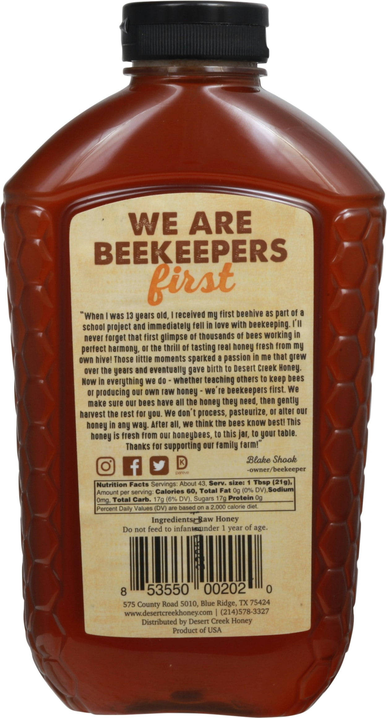 Desert Creek Honey Texas Raw Unfiltered Honey 2 lb (Pack of 6)