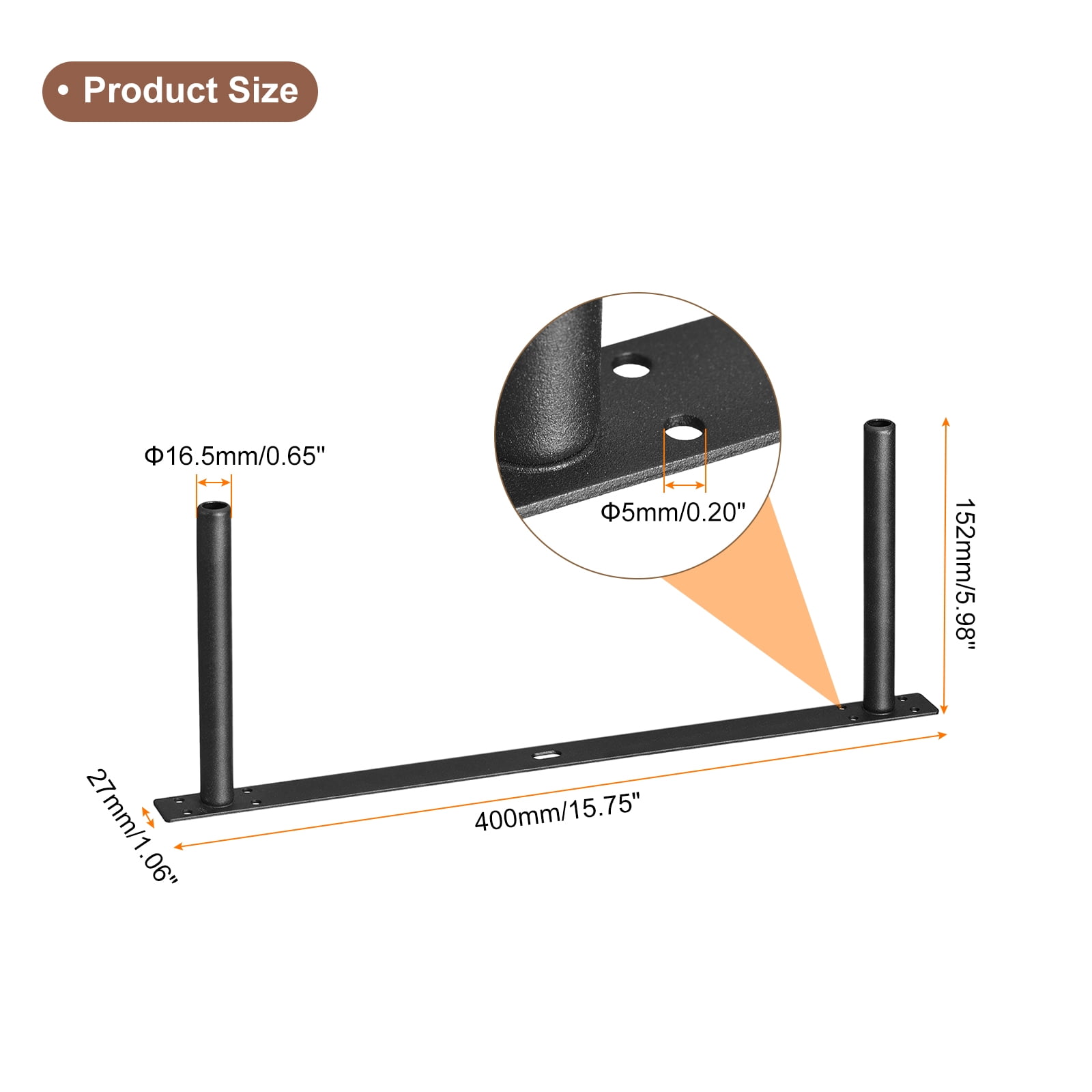 Uxcell 2Pack 16 Inch Wall Mounting Floating Shelf Bracket Blind Shelf Support, Black