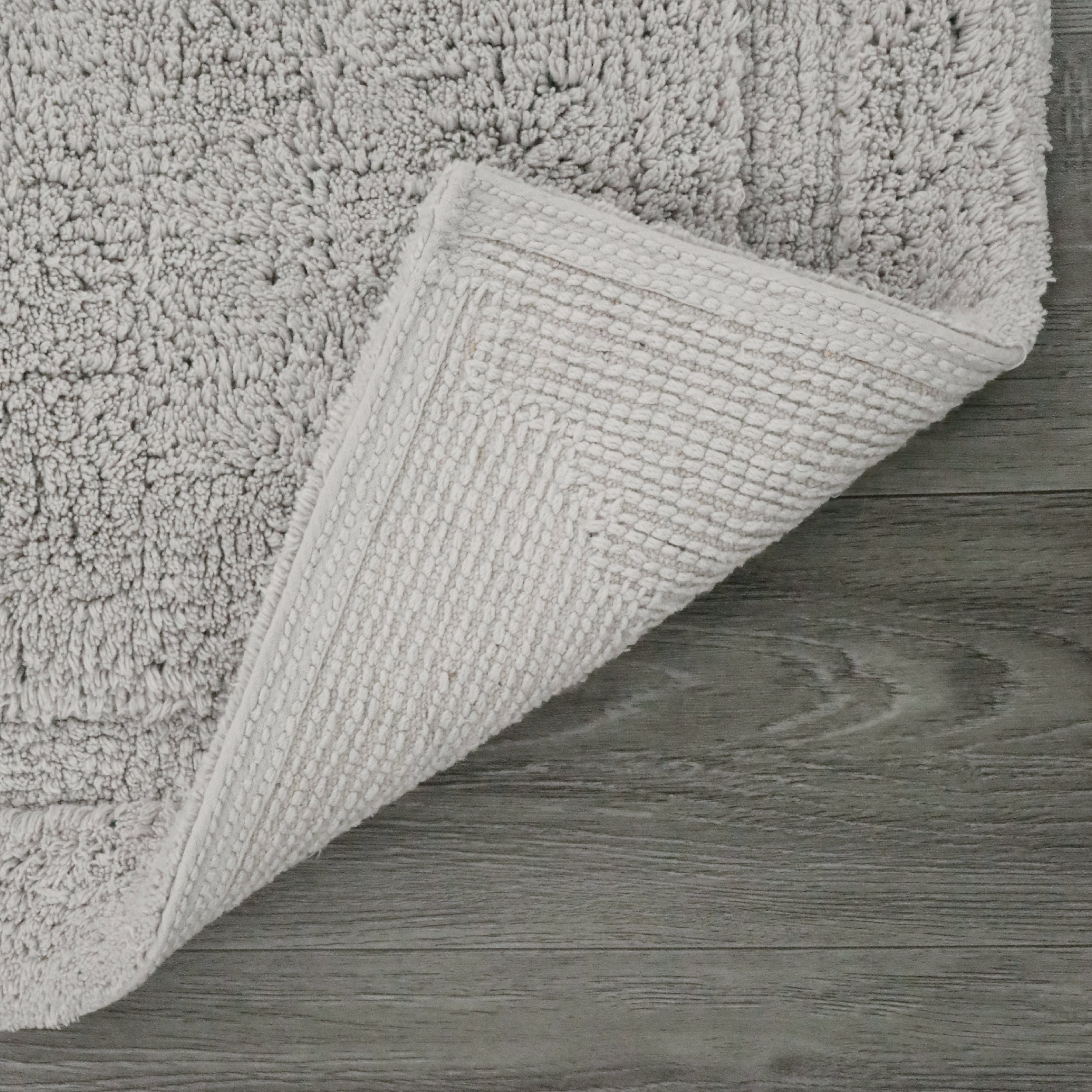 Jean Pierre New York Lydia Border 100% Cotton Bath Mat - Non-Slip Bath Rug - Light Gray - 17"x24"