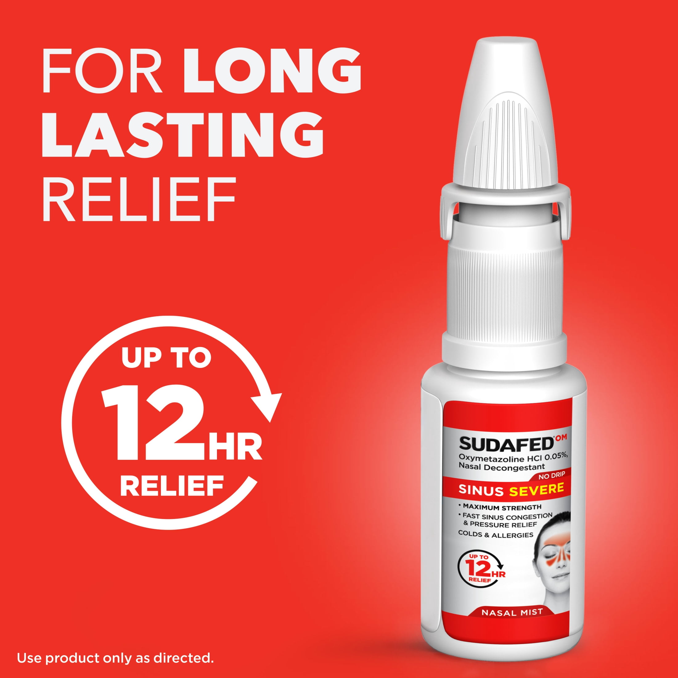 Sudafed OM Sinus Severe No Drip Nasal Spray, Max Strength Decongestant, Oxymetazoline HCl, 1 fl oz