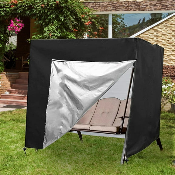 1 Pc Oxford Hammock Chair Cover, Waterproof Outdoor Swing Cover for 3 Seater, All Weather Patio Swing Cover, UV Resistant Swing Seat Cover, Black Patio Swing Cover Replacement
