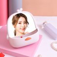 thumbnail image 3 of Table Makeup Mirror Cute Desk Mirror Vanity Mirror with Storage Girls DeskTop Space-Saving Beauty Mirror with Hook Makeup Mirror for Creativing Home Decor Health and Beauty, 3 of 5