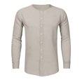 thumbnail image 2 of Camisas De Para Hombre Camisa Fashion Round Color Manga Long Men's Casual Top Blouse Men's blusa (Khaki, M), 2 of 6