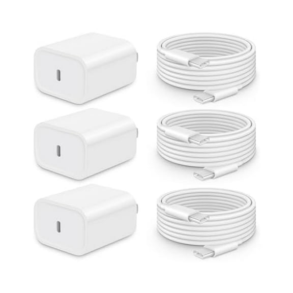 i Phone 16 15 Charger Fast Charging-20W USB C Power Brick with 6Ft Type C to C Cord for iP16/16 Pro/16 Plus/16 Pro Max/15 Series, i Pad Pro & More [3 Pack]