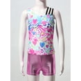thumbnail image 4 of CHICTRY Kids Girls 2Pcs Gym Sports Yoga Suit Colorful Prints Sleeveless Leotard with Shorts Dance Outfit Heart Zebra 6, 4 of 7