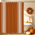 thumbnail image 4 of Vintage Orange Striped Shower Curtain Set - Extra Long 72" x 96" Washable Bathtub Curtain with 12 Hooks, Farmhouse White Stripes Aesthetics Waterproof Fabric Stall Shower Curtains for Bathroom Décor, 4 of 8