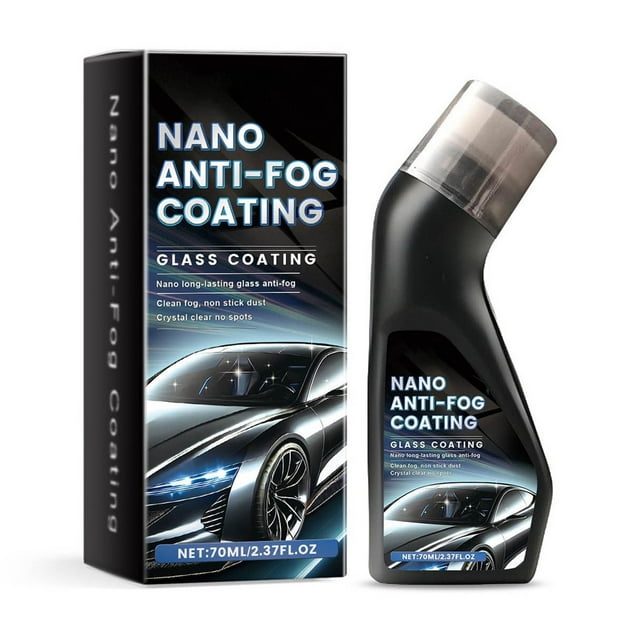 Anti Fog Coating for Car Windshield & Windows - Defogging Agent with Applicator, Long Lasting Clarity, 70ML