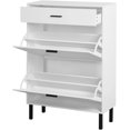 thumbnail image 3 of Narrow Shoe Cabinet for Entryway Slim Shoe Storage Cabinet with 2 Flip Drawers and Top Cubby, Freestanding Shoe Rack Hidden Shoe Organizer with Drawers & Metal Legs, 3 of 6