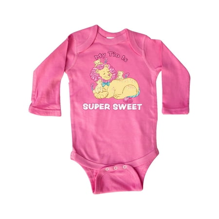 

Inktastic My Tio Is Super Sweet Cotton Candy Lions with Pink Mane Gift Baby Boy or Baby Girl Long Sleeve Bodysuit