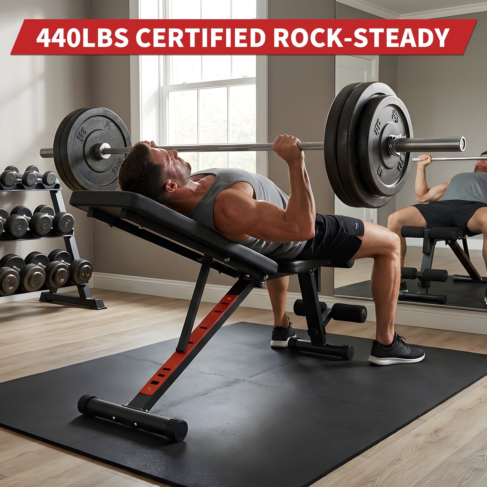 Ataujin Multi-Functional Weight Bench, Adjustable Foldable Weight Bench, Heavy Duty Workout Bench with Multi-Position Incline Decline Flat, Full Body Strength Training Bench