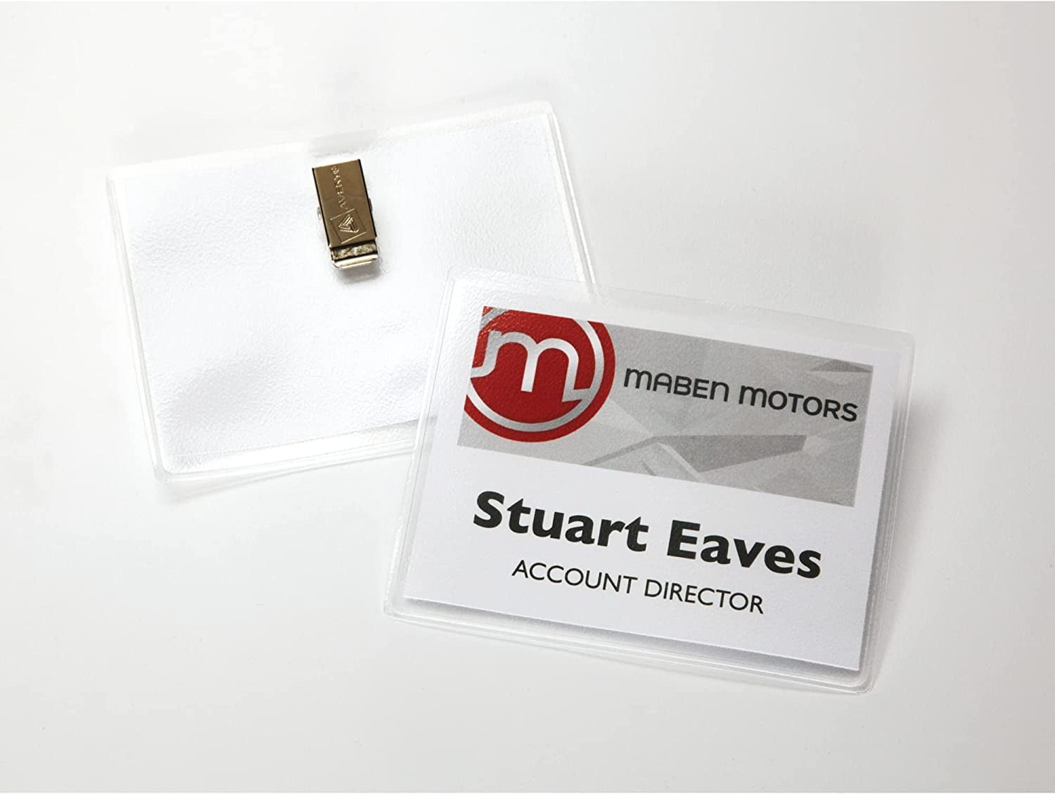 Avery Clip-Style Name Badge Holder with Laser/Inkjet Insert, Top Load, 4 x 3, White, 100/Box