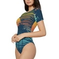 thumbnail image 2 of Easygdp Palm Trees Women's One-Piece Swimsuit Slim Fit Crew Neck Bodysuit Athletic Swimwear with Concealed Buckle - Medium, 2 of 9