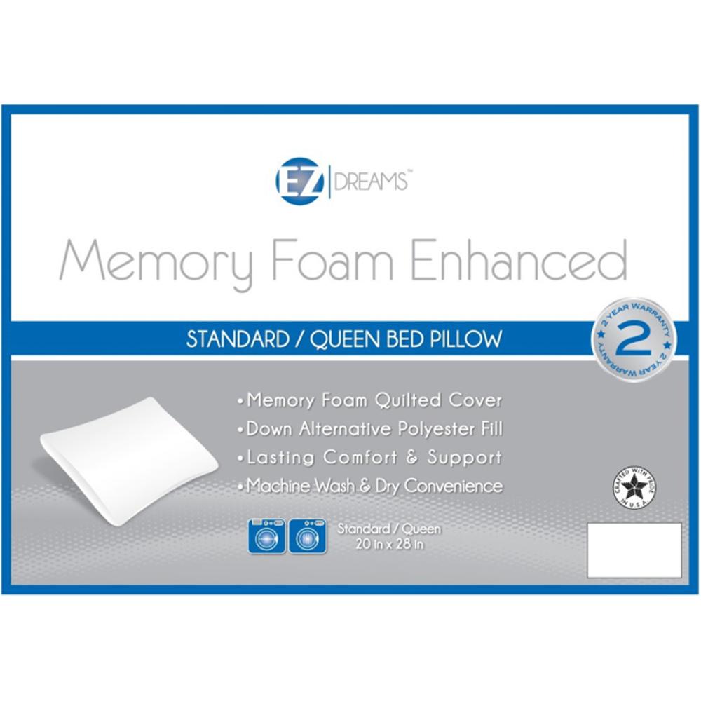 EZ DREAMS Memory Foam Enhanced Pillow Twin Pack