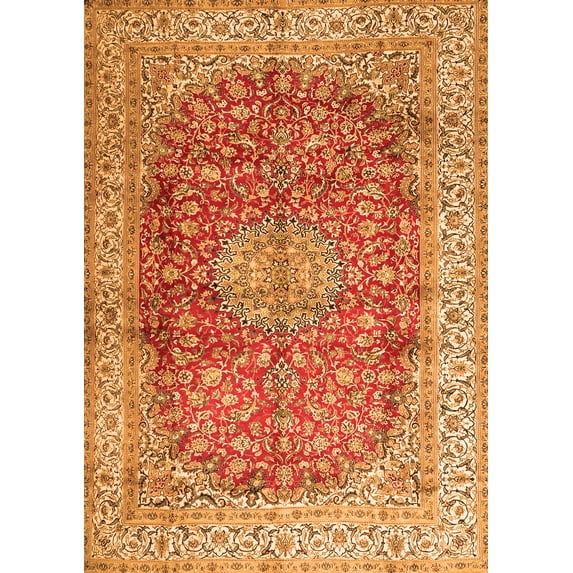 Ahgly Company Indoor Rectangle Oriental Orange Traditional Area Rugs, 8' x 12'