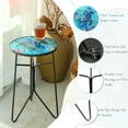 thumbnail image 2 of Wonder Garden Coastal Rust Resistant Metal Frame and Glass Top Round End Table, Blue, 2 of 7