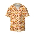 thumbnail image 2 of Lsque Autumn Red and Orange Maple Leaves print Men's Cuban Collar Short Sleeve Shirt Summer Beachwear Casual Button Down Fashionable Vacation Leisure Shirt-Medium, 2 of 7