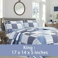 thumbnail image 2 of Cotton Reversible Quilt Bedding Set, Navy Blue Denim Plaid Striped Real Patchwork Coverlet Bedspread for Hotel, Dorm, Machine Washable (Daniel Patchwork, King-3 Piece), 2 of 5