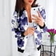 thumbnail image 4 of Gibobby Chaquetas tendencia ocio Abrigo suelto para mujer, cuello Rojoondo, cremallera, manga larga, chaqueta clásica con estampado Floral, Top informal, prendas de vestir diarias (Morado, XL), 4 of 5