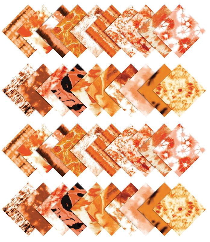 Soimoi 40Pcs Tie Dye Print Cotton Precut Fabrics For Quilting Craft Strips 2.5x42inches Jelly Roll - Orange