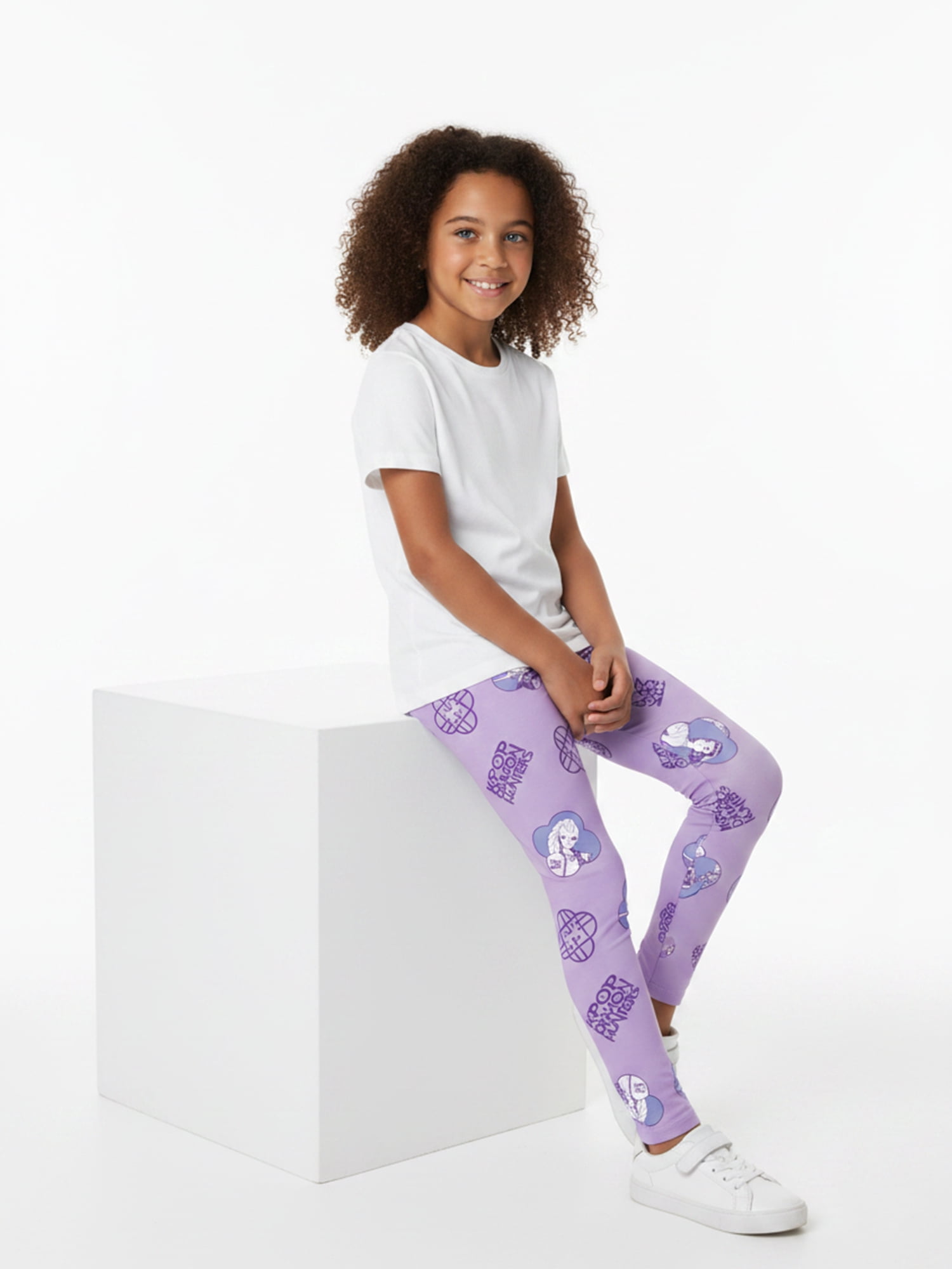 KPop Demon Hunters Girls' Huntrix Icon Graphic Leggings, Sizes 4-16