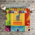 thumbnail image 3 of Ambesonne Colorful Quilted Bedspread Set 3 Pcs, Retro Circus Animals, Queen Size, Multicolor, 3 of 3