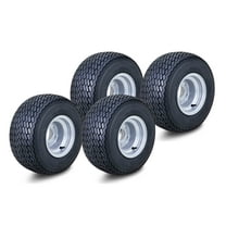 ROADGUIDER Golf Cart Tire Wheel Assembly 18X8.5-8 4-Ply /w 4 Lugs on 4" PCD Silver Rim Installed Set 4