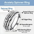 thumbnail image 5 of Fidget Anxiety Ring for Women 925 Sterling Silver Spinning Spinner Rings for Men Oxidized Concave Swirl Flower Boho Beach Jewelry Birthday Christmas Gifts for Women Size 7, 5 of 9