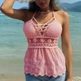 thumbnail image 2 of Women's Summer Sleeveless Knit Round Neck Slim Neckless Tank Top Pink,S, 2 of 4
