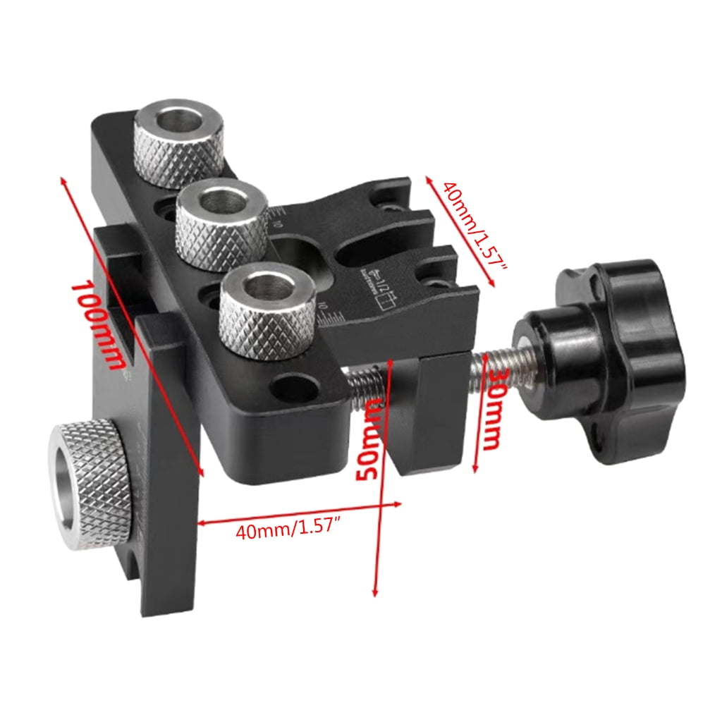 3 in 1 Drilling Locator Puncher Tool,Doweling Jig Drill Kits with 8/10/15mm Hole,Pocket Hole Jig Kits,3 Holes Joints Too