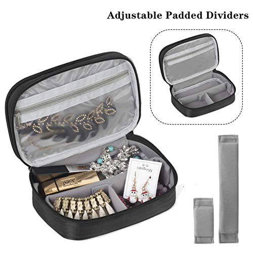 Water-Resistant Flowers Jewelry & Accessories Holder Pouch with Various Compartments Teamoy Travel Jewelry Organizer Case Portable to Carry Rings Bracelet Perfect Bag for Necklace Earrings 