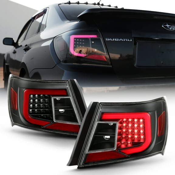 Black LED Tube Tail Lights Lamps Upgrade For 2008-2011 Subaru Impreza/WRX Sedan