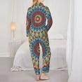 thumbnail image 5 of Kll Round Mandala Print Women'S Long Sleeve Pajamas With Pants Sleepwear Loungewear 2 Set-Large, 5 of 9