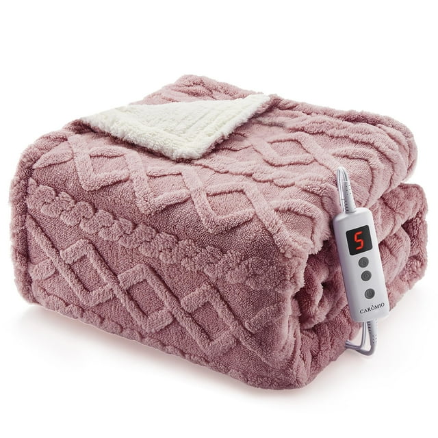 Electric Blanket Twin Size - Thick Tufted Sherpa Heated Blanket Twin with 10 Heating Levels and 10 Time Settings, ETL Certified Machine Washable Fast Heating Blanket Twin 62"x84", Pink