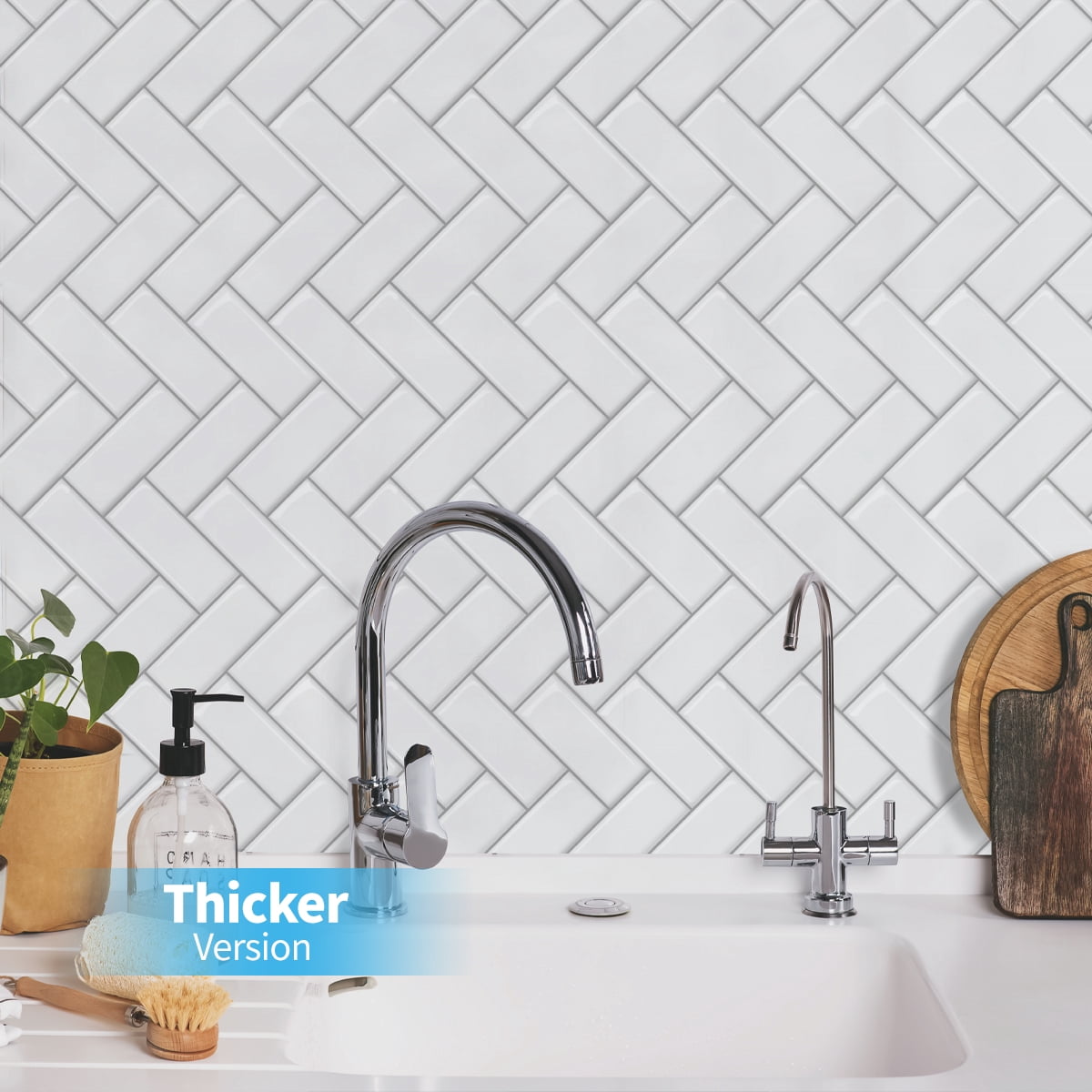 Art3d Herringbone Peel and Stick Backsplash Tiles (10 Tiles, Thicker Version)