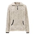 thumbnail image 5 of Women's Sherpa Fuzzy Fleece Pullover Sweatshirt Quarter Zip Lapel Winter Warm Cozy Sweaters with Kangaroo Pockets, 5 of 6