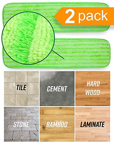 Photo 1 of Microfiber Mop Pad Replacement Kit - 2 Pack Reusable Washable MF Mop Head Fits 14-18 Inch - Best Thick Spray Wet Dust Dry Flat Attachment Bona, Bruce, Rubbermaid, Libman, Zflow + More