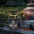 thumbnail image 3 of COEQINE Cross Outdoor Lights Solar Powered Flameless Candle Cemetery Votive Candles Waterproof Outdoor Memorial Candle Solar Stake Lights for Grave Cemetery, God Cross Galaxy Brown, 3 of 7