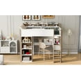 thumbnail image 4 of Generic Full Size Wood Loft Bed with Built-in storage shelves, Clothes rails and desk, White+Naturel, 4 of 9