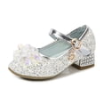 thumbnail image 4 of VeFlora Girls Dress Shoes, Glitter Princess Shoe, Flower Mary Jane Low Heels, Party Wedding Prom Footwear for Toddler Kids(Silver1/8-9 Years Little Child), 4 of 7